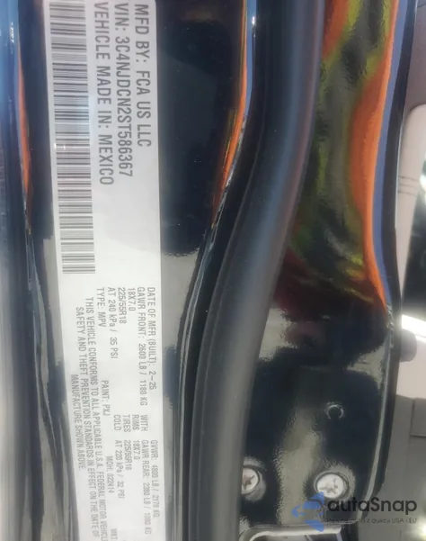 2025 Jeep Compass Limited из США, поврежденный, VIN 3C4NJDCN2ST586367